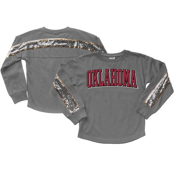 Girls Youth Gameday Couture Gray Oklahoma Sooners Guess Who's Back Long Sleeve T-Shirt