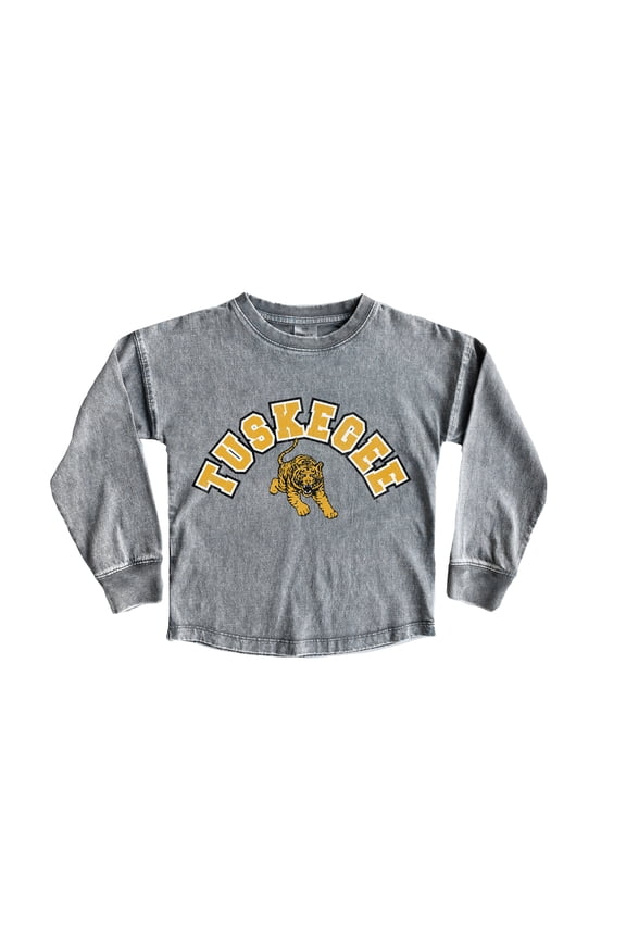 Girls Youth Gameday Couture Gray Tuskegee Golden Tigers Faded Wash Pullover Top