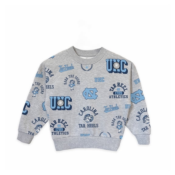 Girls Youth Gameday Couture Heather Gray North Carolina Tar Heels Always On Repeat Pullover Sweatshirt