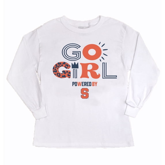 Girls Youth Gameday Couture White Syracuse Orange PoweredBy Go Girl Long Sleeve T-Shirt
