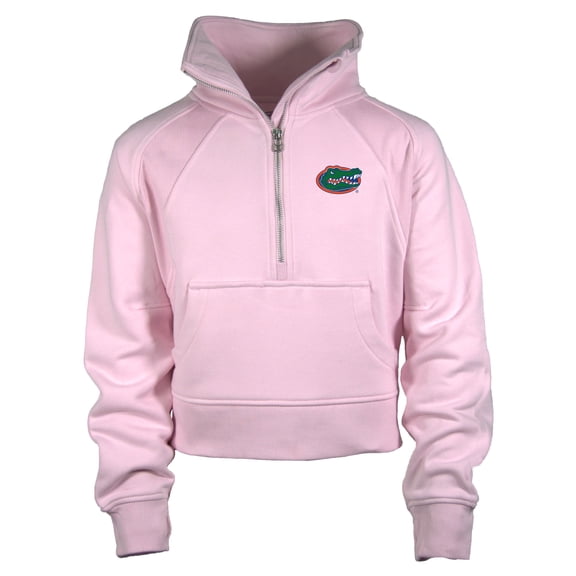 Girls Youth Garb Pink Florida Gators Cropped Dawn Funnel Neck Half-Zip Sweatshirt