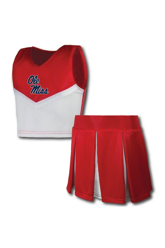 Girls Youth Garb Red Ole Miss Rebels Cheerleader Top & Skirt Set