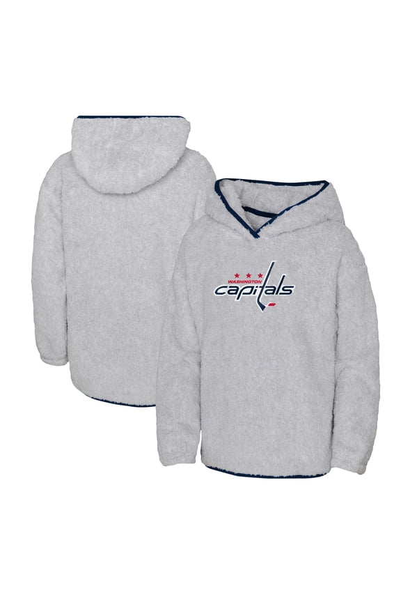 Girls Youth Heather Gray Washington Capitals Ultimate Teddy Fleece Pullover Hoodie