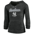 thumbnail image 1 of Girls Youth Heathered Charcoal New York Yankees Burnout V-Neck Pullover Hoodie, 1 of 4