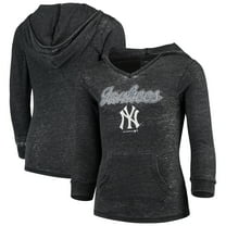 Girls Youth Heathered Charcoal New York Yankees Burnout V-Neck Pullover Hoodie