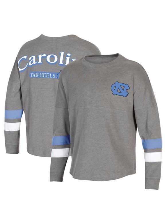 Girls Youth Heathered Charcoal North Carolina Tar Heels Oversized Long Sleeve Fan T-Shirt