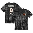 thumbnail image 1 of Girls Youth Joe Burrow Black Cincinnati Bengals Sequin V-Neck Fashion Jersey, 1 of 3
