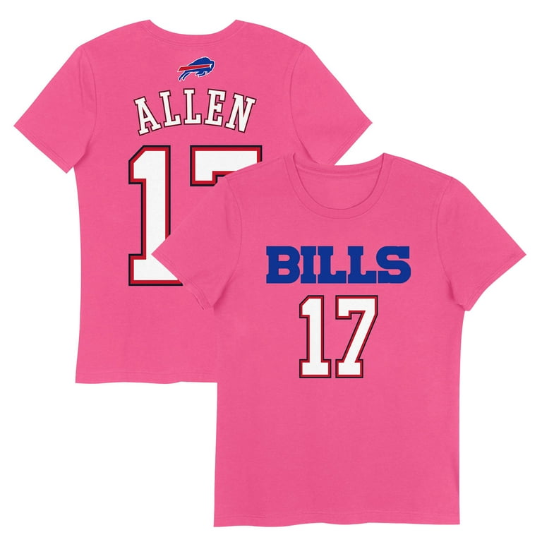 Girls Youth Josh Allen Pink Buffalo Bills Player Name Number T