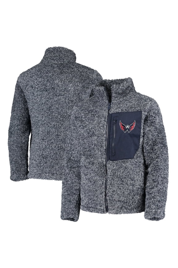 Girls Youth Navy Washington Capitals Fan Gear Sherpa Full-Zip Jacket