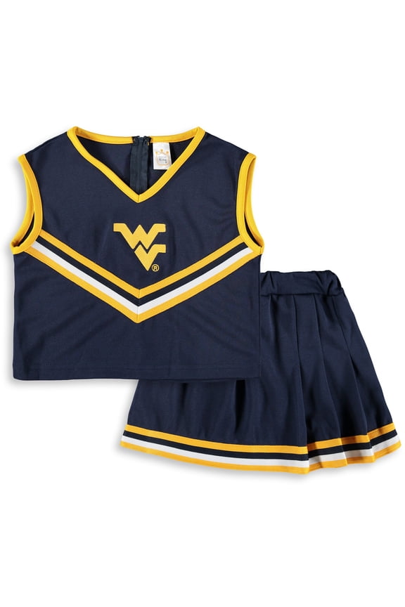 Girls Youth Navy West Virginia Mountaineers Two-Piece Cheer Set