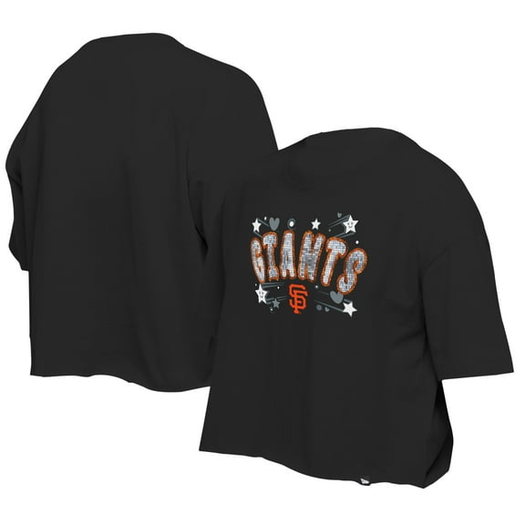 Girls Youth New Era Black San Francisco Giants Flip Sequin Team T-Shirt