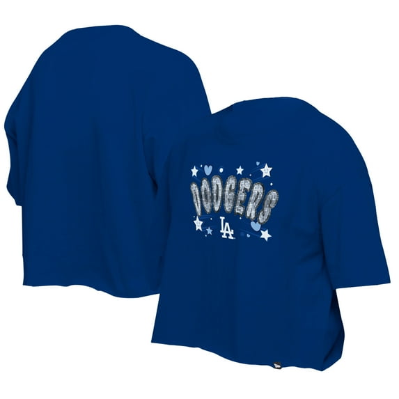 Girls Youth New Era Blue Los Angeles Dodgers Flip Sequin Team T-Shirt