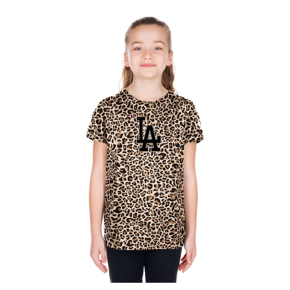 Girls Youth New Era  Brown Los Angeles Dodgers Leopard T-Shirt