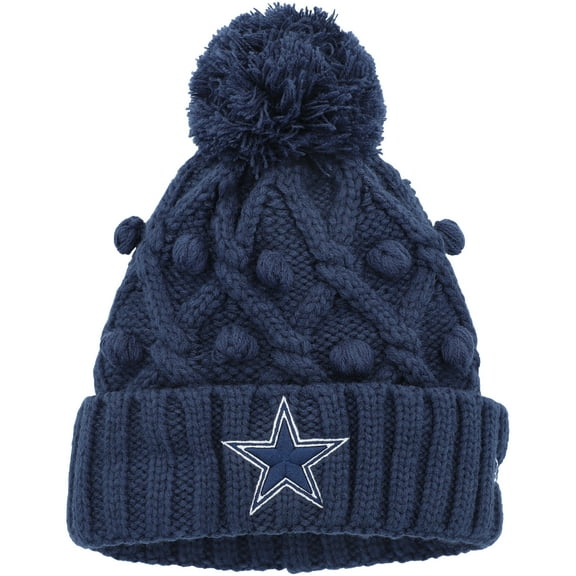 Girls Youth New Era Navy Dallas Cowboys Toasty Cuffed Knit Hat with Pom
