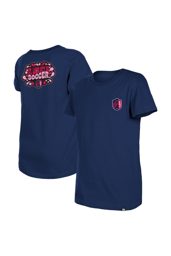 Girls Youth New Era Navy St. Louis City SC Bubble Heart T-Shirt