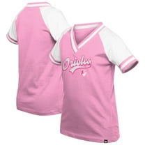Girls Youth New Era Pink Baltimore Orioles Mommy & Me Raglan V-Neck T-Shirt