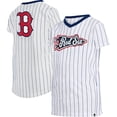 thumbnail image 1 of Girls Youth New Era White Boston Red Sox Pinstripe V-Neck T-Shirt, 1 of 3