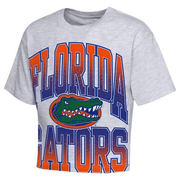 Girls Youth Outerstuff Heather Gray Florida Gators Big Team Energy Cropped Boxy T-Shirt
