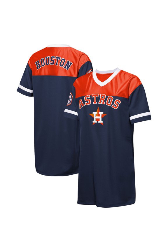 Girls Youth Outerstuff  Navy Houston Astros Big League Cheer V-Neck T-Shirt Dress