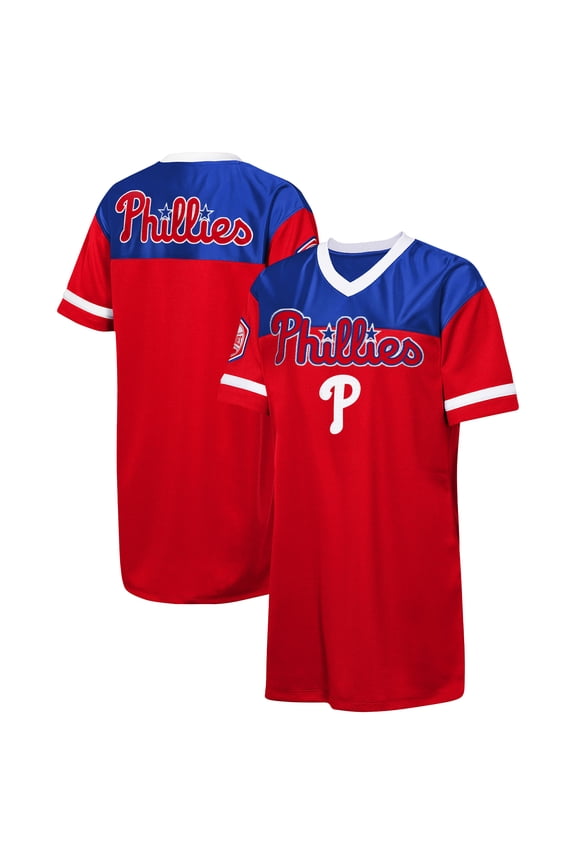Girls Youth Outerstuff Red Philadelphia Phillies Big League Cheer V-Neck T-Shirt Dress