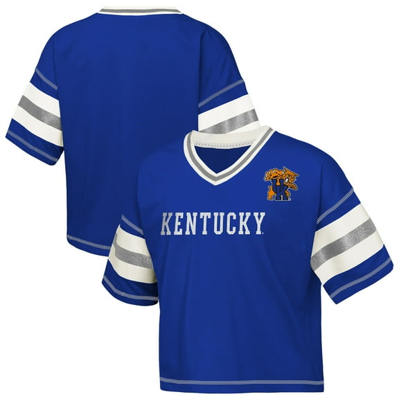 Girls Youth Outerstuff Royal Kentucky Wildcats Gridiron Jersey V-Neck T-Shirt