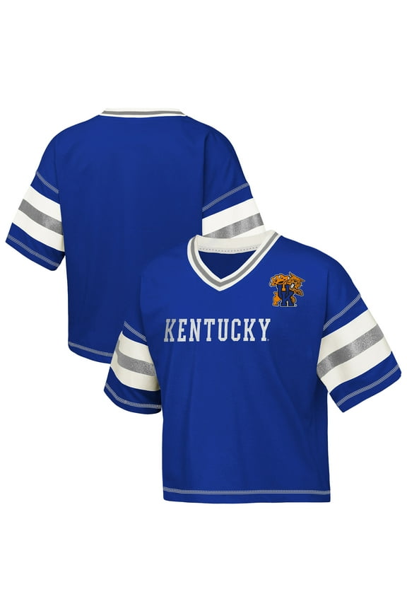 Girls Youth Outerstuff Royal Kentucky Wildcats Gridiron Jersey V-Neck T-Shirt