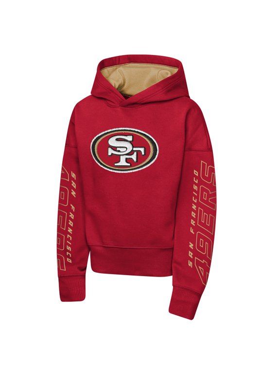 Girls Youth Outerstuff Scarlet San Francisco 49ers Miss Tailgate Color Block Hoodie