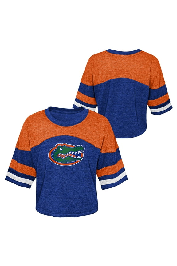 Girls Youth Royal Florida Gators Sunday Friday Sleeve Stripe Jersey T-Shirt