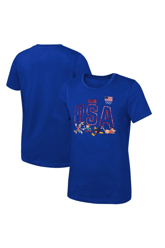 Girls Youth Royal Team USA Looney Tunes T-Shirt