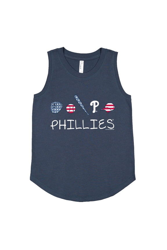 Girls Youth Soft as a Grape Navy Philadelphia Phillies Americana Tank Top