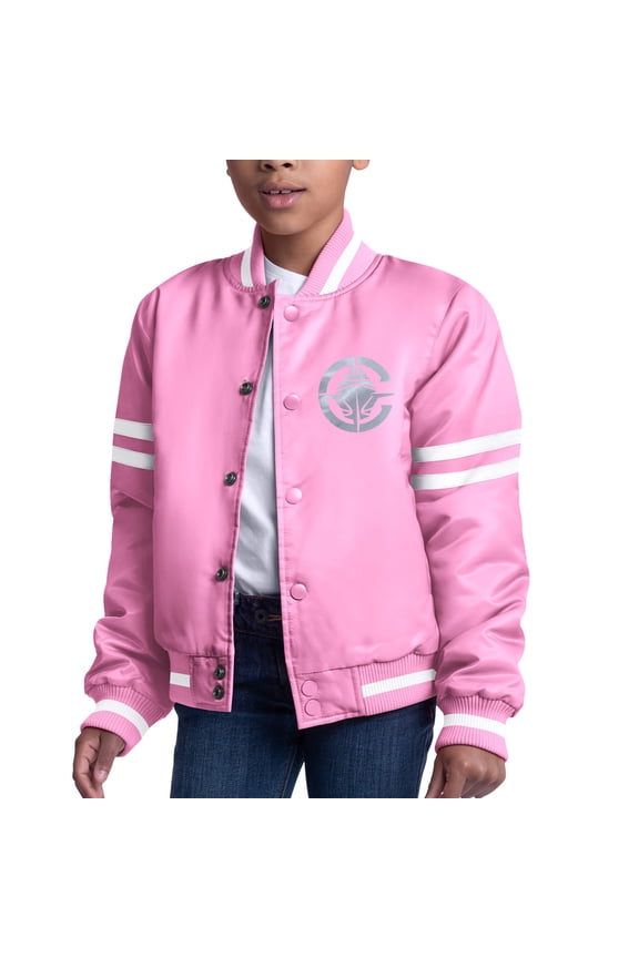 Girls Youth Starter  Pink LA Clippers Fashion Script Full-Snap Varsity Jacket