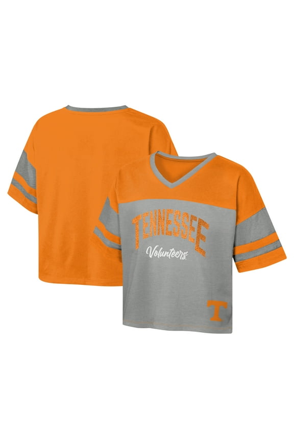 Girls Youth Tennessee Orange Tennessee Volunteers The Playmaker Sleeve Stripe V-Neck Jersey T-Shirt