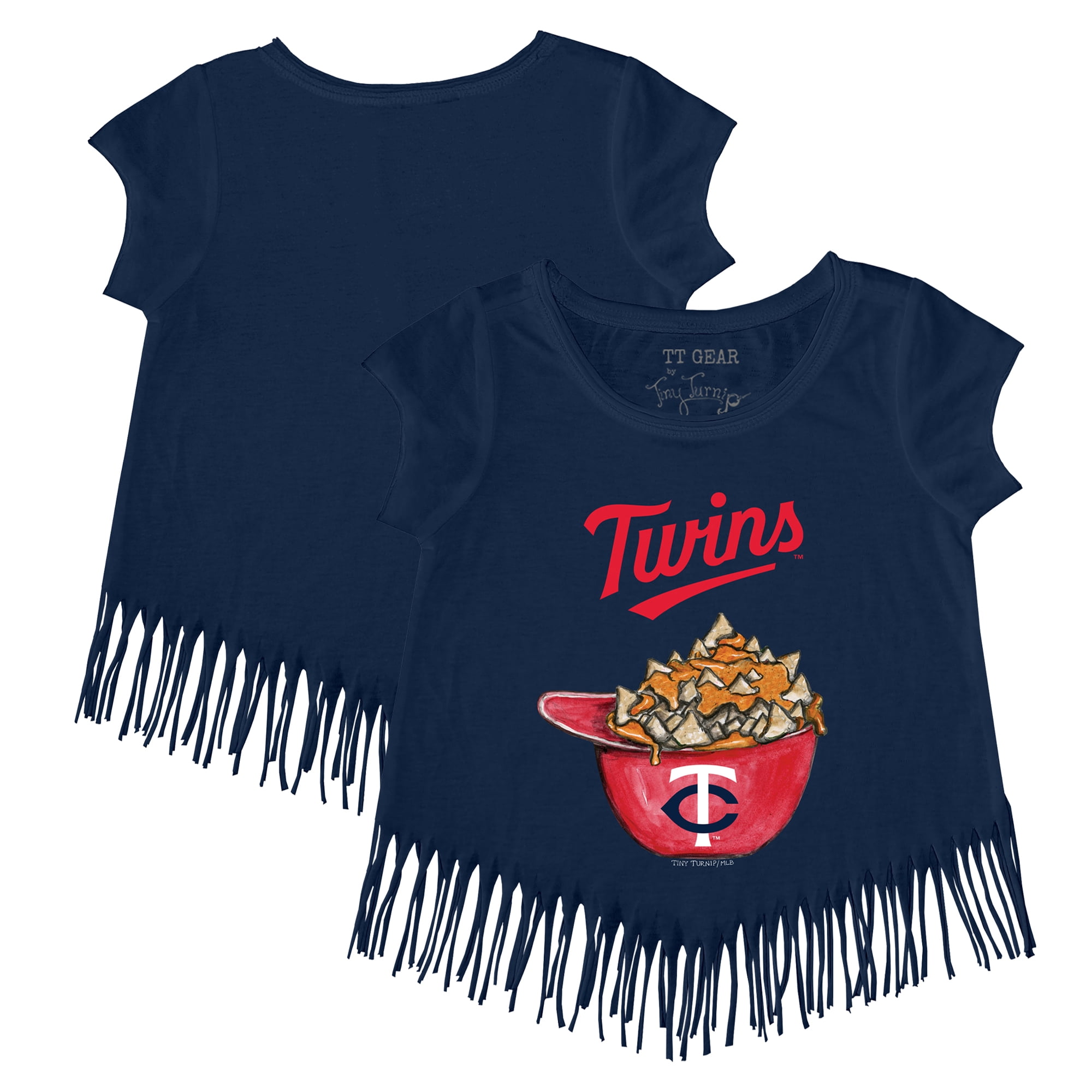 Girls Youth Tiny Turnip Navy Minnesota Twins Nacho Helmet Fringe T ...