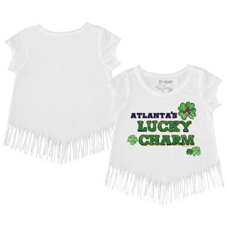 Infant Tiny Turnip White/Navy Atlanta Braves Fastball Raglan 3/4 Sleeve T-Shirt