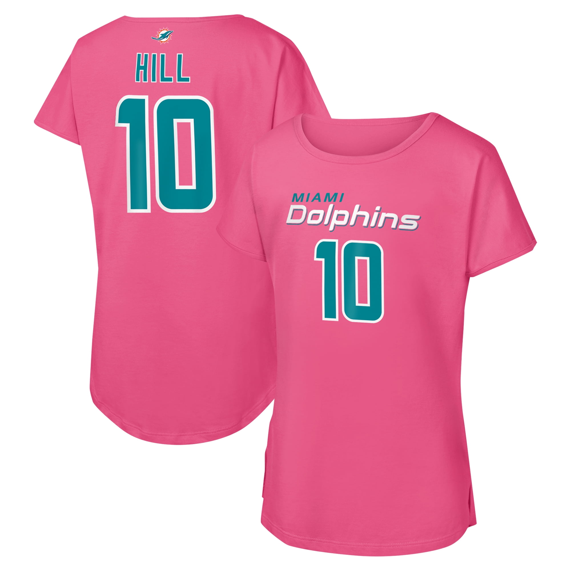 Girls Youth Tyreek Hill Pink Miami Dolphins Player Name Number T Shirt Walmart
