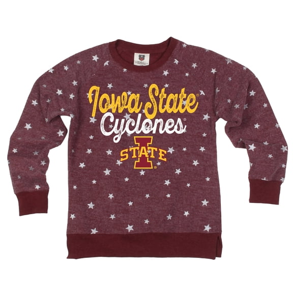 Girls Youth Wes & Willy Cardinal Iowa State Cyclones Shimmer Star Reverse Fleece Sweatshirt