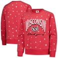 thumbnail image 1 of Girls Youth Wes & Willy  Red Wisconsin Badgers Shimmer Star Reverse Sweatshirt, 1 of 3