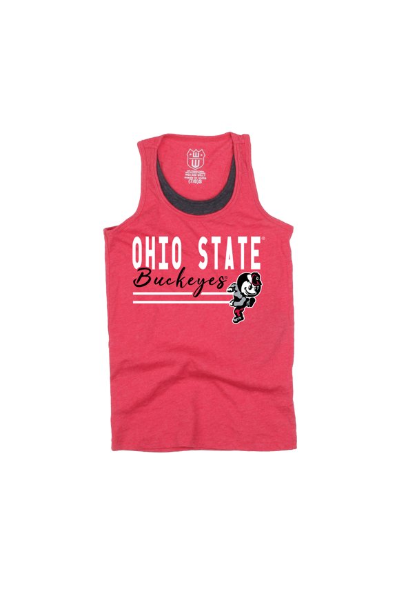 Girls Youth Wes & Willy  Scarlet Ohio State Buckeyes Racerback Tank Top