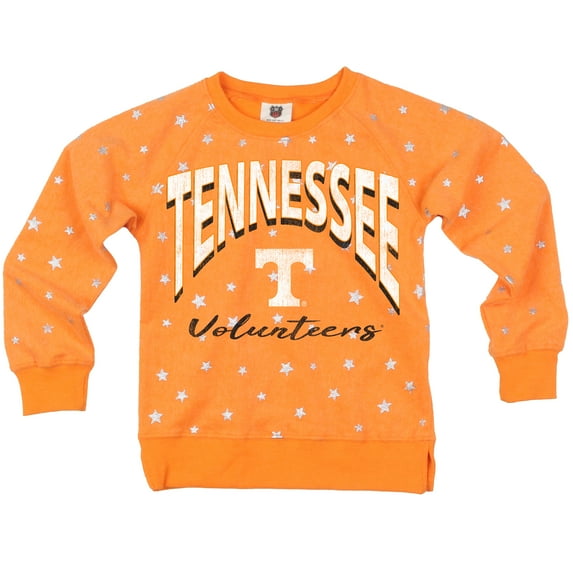 Girls Youth Wes & Willy Tennessee Orange Tennessee Volunteers Shimmer Star Reverse Sweatshirt