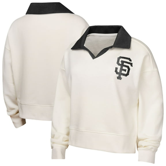 Girls Youth White San Francisco Giants Ballpark Hit Collared V-Neck Pullover Sweatshirt