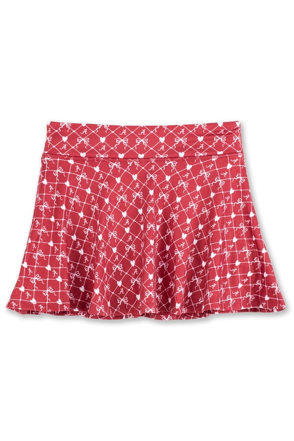 Girls Youth ZooZatz Crimson Alabama Crimson Tide All-Over Print Bow Team Logo Skort