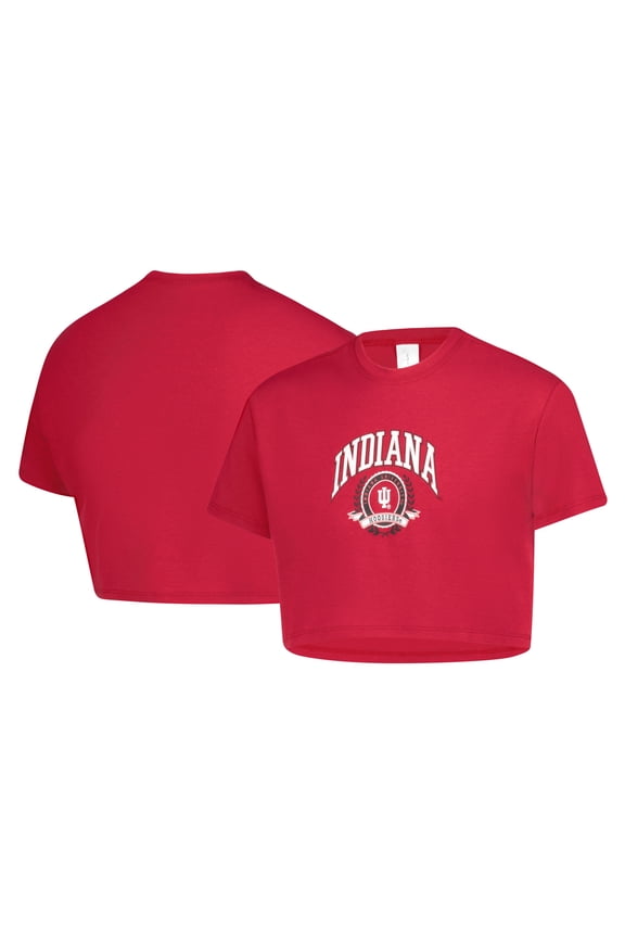 Girls Youth ZooZatz Crimson Indiana Hoosiers Laurels Tri-Blend Cropped T-shirt