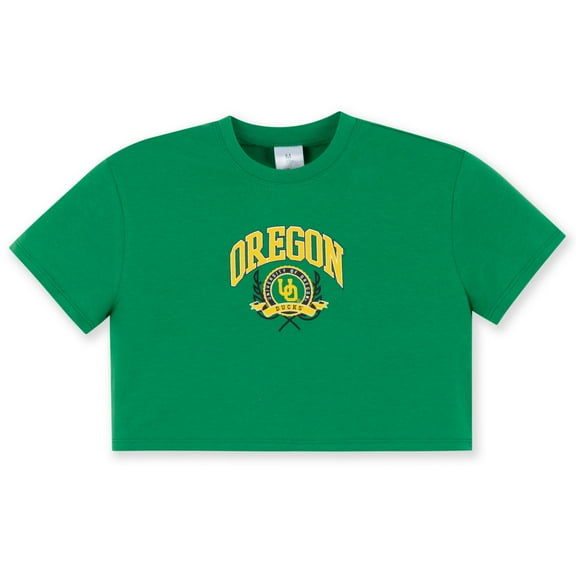 Girls Youth ZooZatz Green Oregon Ducks Laurels Tri-Blend Cropped T-shirt