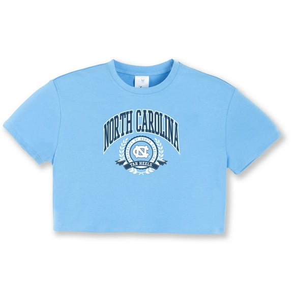 Girls Youth ZooZatz Light Blue North Carolina Tar Heels Laurels Tri-Blend Cropped T-shirt