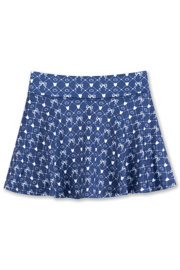 Girls Youth ZooZatz Navy Penn State Nittany Lions All-Over Print Bow Team Logo Skort