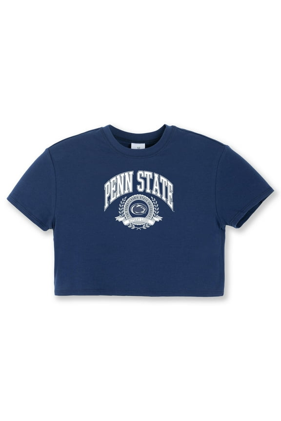 Girls Youth ZooZatz Navy Penn State Nittany Lions Laurels Tri-Blend Cropped T-shirt