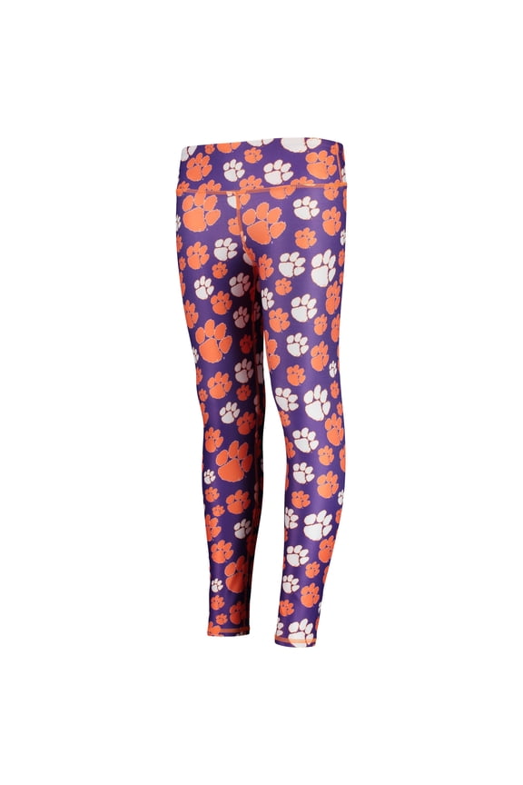 Girls Youth ZooZatz Orange/Purple Clemson Tigers Stacked Mascot Leggings