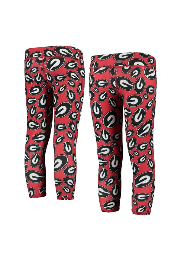 Girls Youth ZooZatz Red/Black Georgia Bulldogs Stacked Mascot Leggings