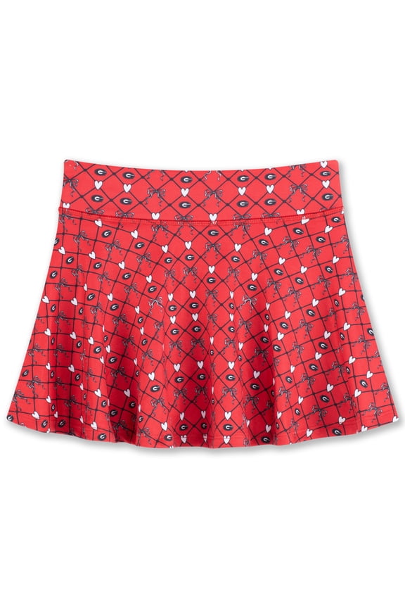 Girls Youth ZooZatz Red Georgia Bulldogs All-Over Print Bow Team Logo Skort