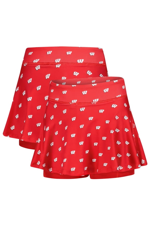 Girls Youth ZooZatz Red Wisconsin Badgers All-Over Print Tennis Skort